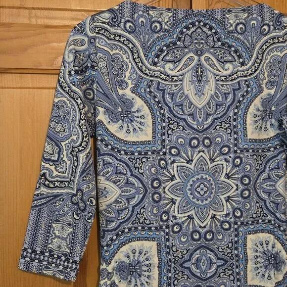 J. McLAUGHLIN Dress XS Marianne‎ Blue Paisley Catalina Cloth Wrinkle Resistant - Picture 13 of 16